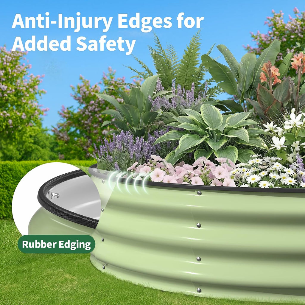 Round Raised Garden Bed, 4x4x1 FT Galvanized Steel Metal Garden Bed, Open-Bottom Design, 12-Inch Deep Outdoor Raised