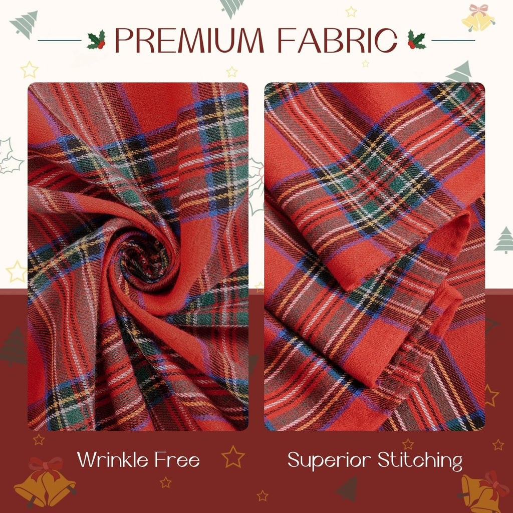 Christmas Plaid Ruffled Tablecloth Rectangle, 60x84 Inch Red