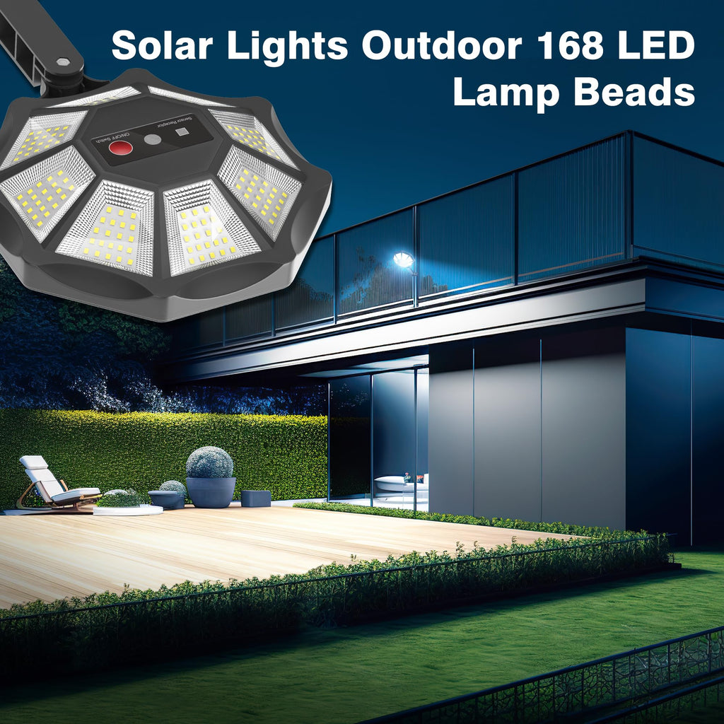 Solar Lights Outdoor, 6500K Flood Light Dusk to Dawn