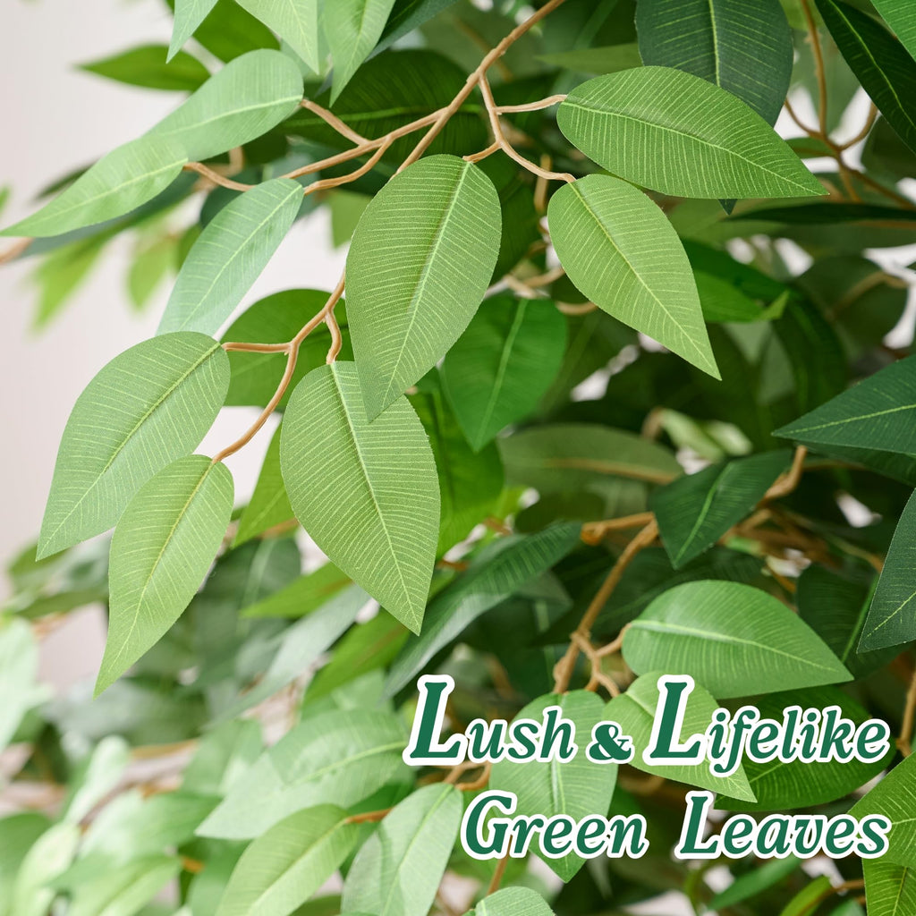 7FT Artificial Ficus Tree, Realistic Faux Banyan Tree with Lush Leaves