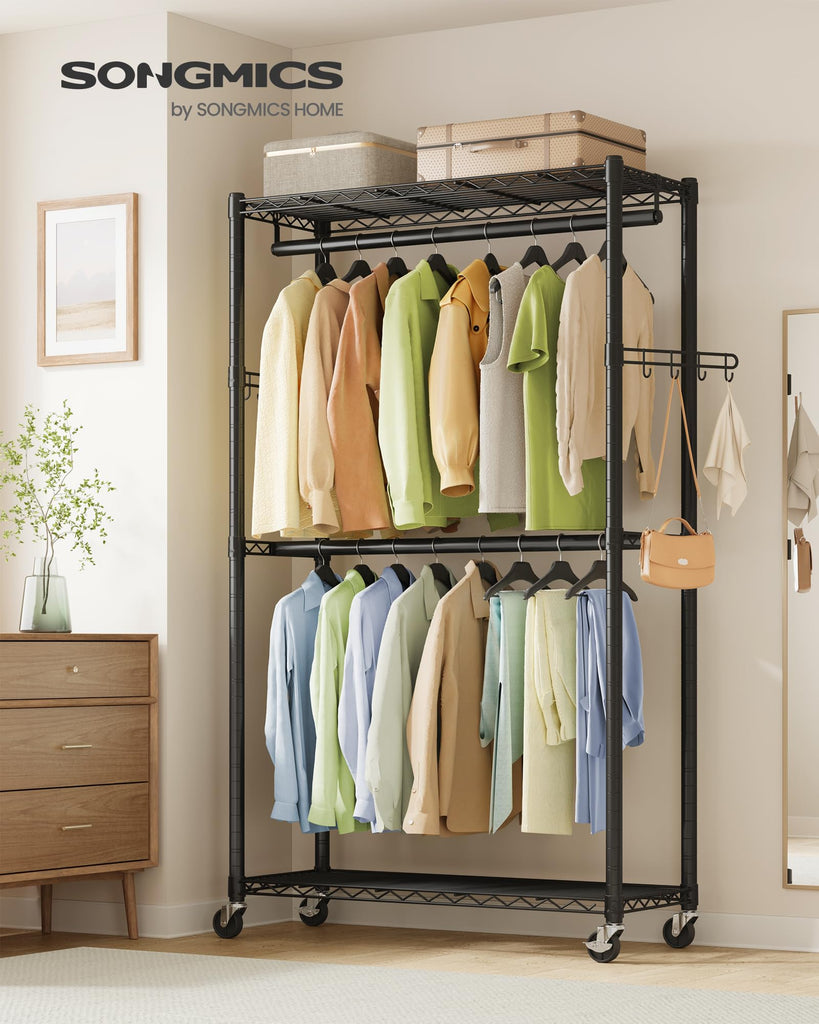 Heavy-Duty Clothes Rack, Portable Closet on Wheels, Garment Rack