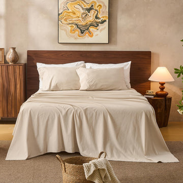 100% Linen Sheets, Breathable & Durable 4-Piece Bed Flax Sheet Set, Soft All-Season Bedding for Hot Sleepers