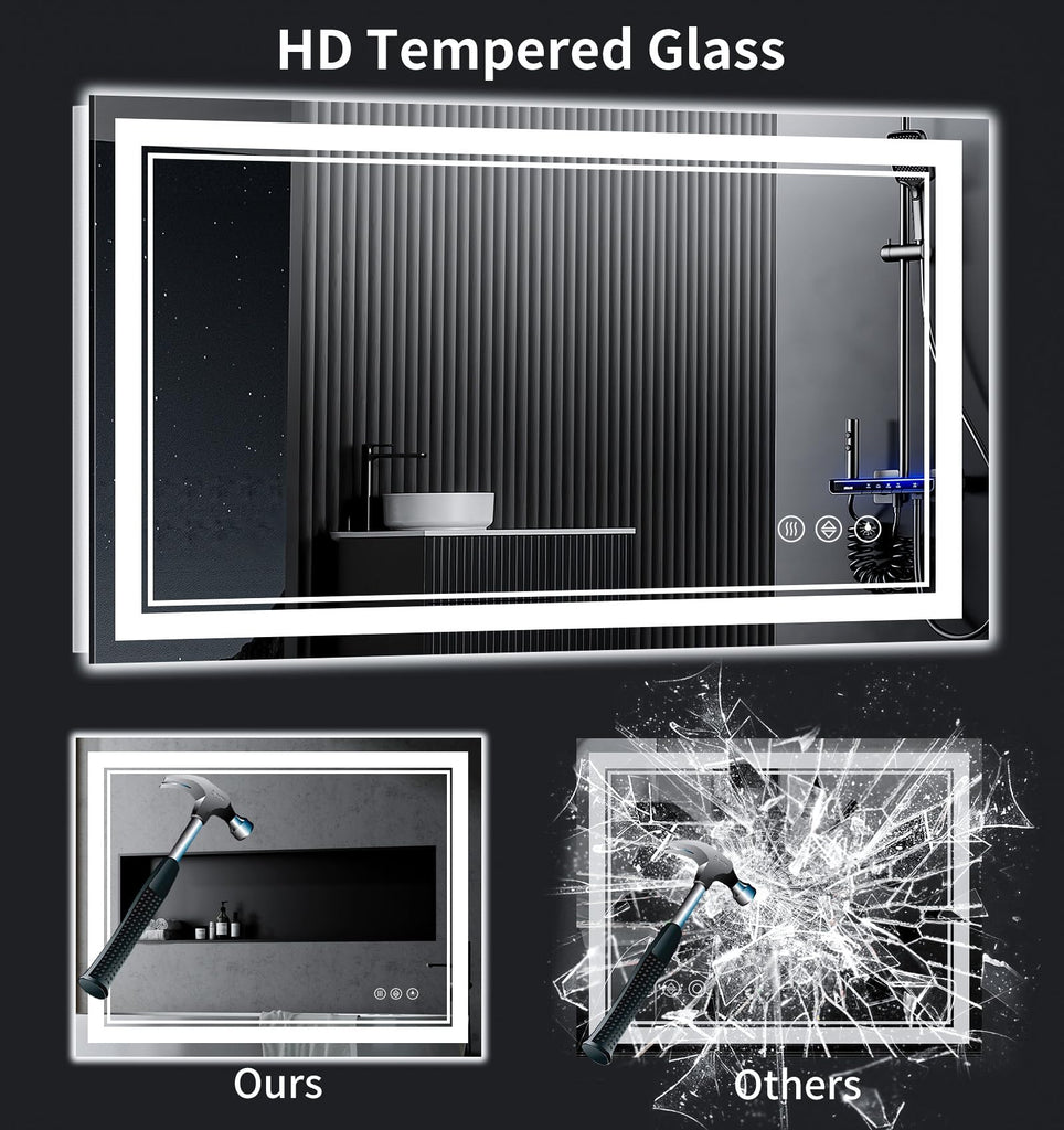 55"x30" LED Bathroom Mirror with Lights,Anti-Fog,3 Color Modes