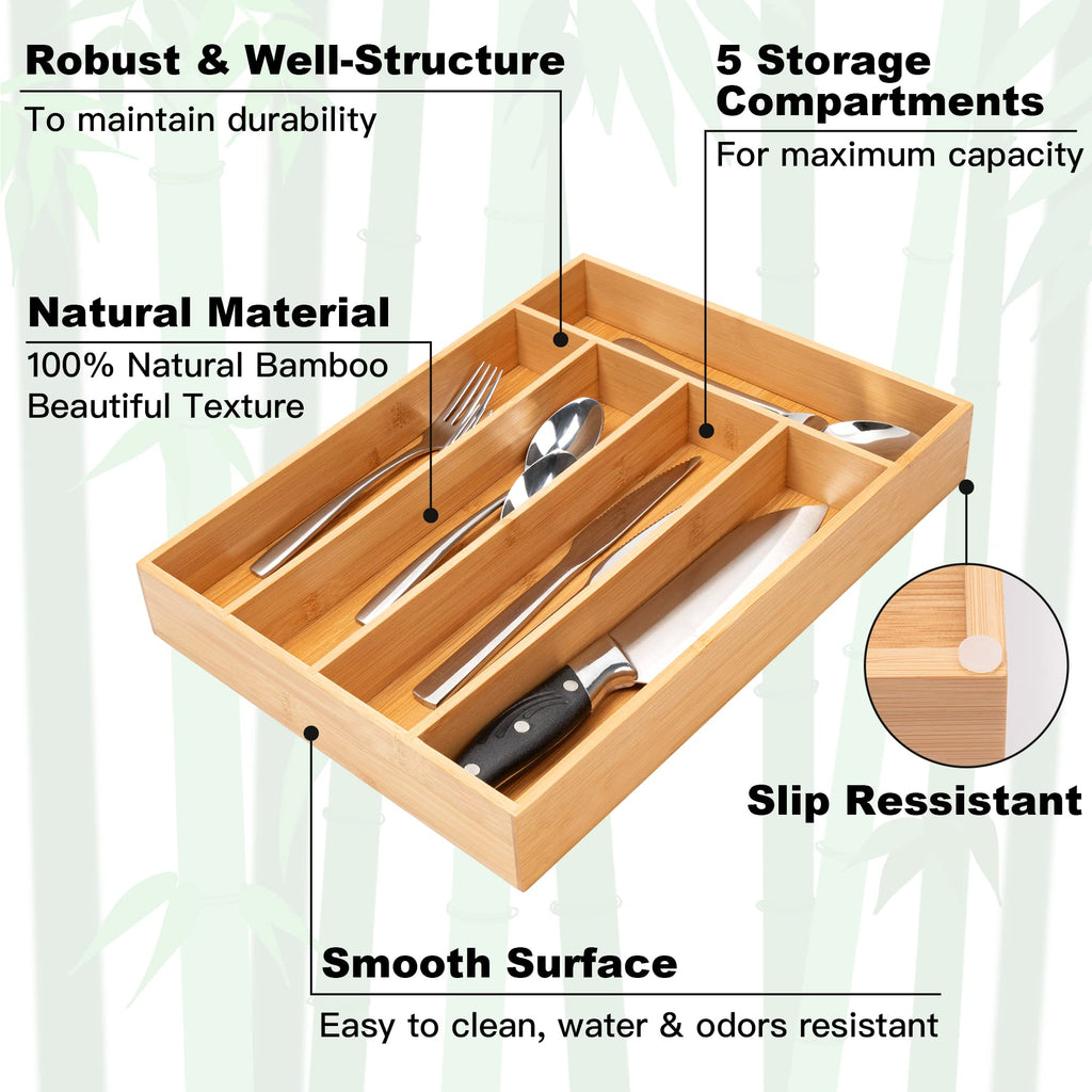 Silverware Organizer Kitchen Drawer Organizer Utensil Organizer Bamboo Silverware Holder Cutlery Organizer in Drawer