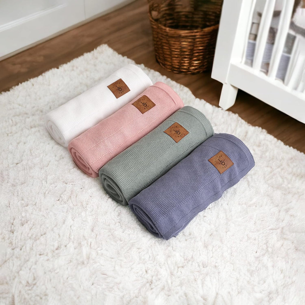 Dua 100% Tencel Baby Blanket 30x40, White, Silky Knit