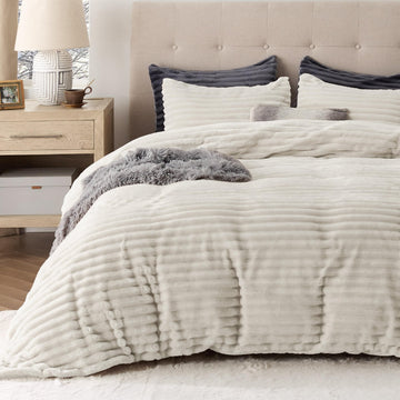 Fluffy Duvet Cover Set, Warm Flannel Fleece Bedding, Linen