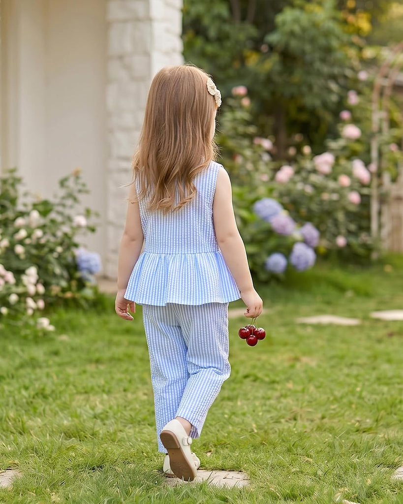 Toddler Baby Girl Clothes Summer Outfits Ruffle Sleeveless Vest Tank Tops Pants Set Cute Clothes For Girls