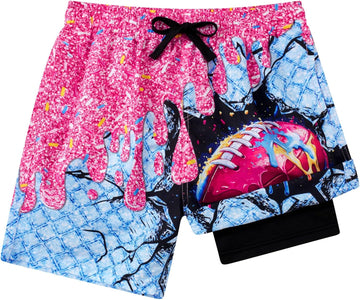 Boys Swim Trunks with Compression Liner Swimming Shorts