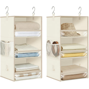 6-Shelf Hanging Closet Organizer and Storage, 2 Separable 3-Shelf Haning Organizers for Closet, Collapsible Hanging