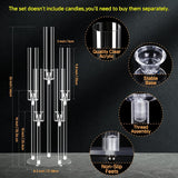 6 Set 26.8'' Tall Acrylic Candelabra Centerpieces,Clear 5 Arms Candlesticks Holder with Acrylic Shade for Candlelight