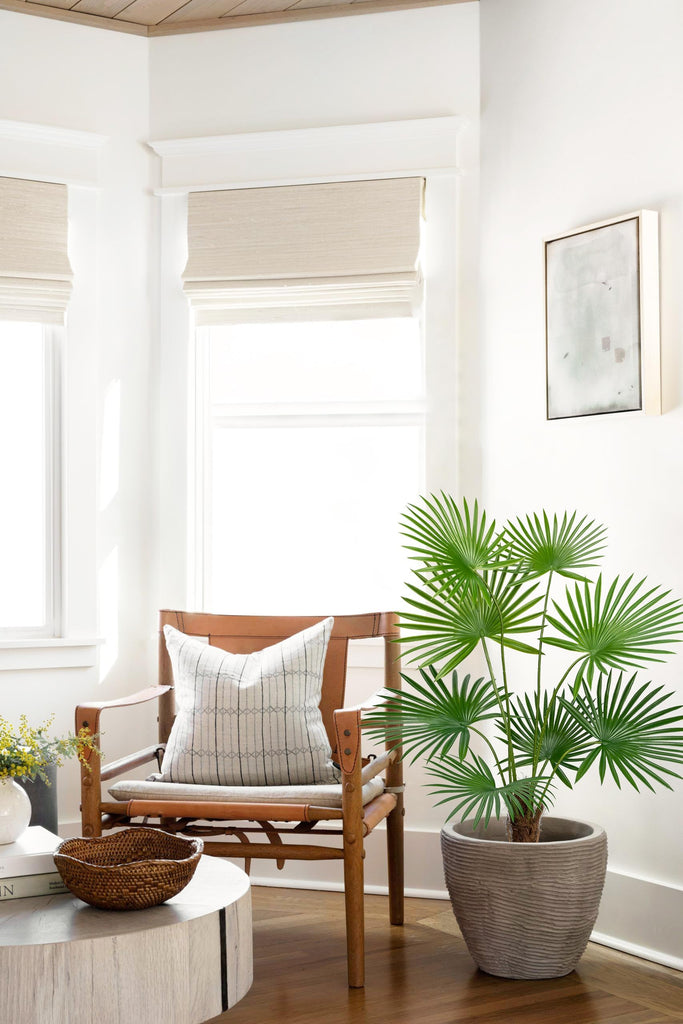 Artificial Plant Fake Fan Palm Tree Faux Tropical Palm Plant in Pot Indoor Office Living Room Bedroom Decoration 3ft