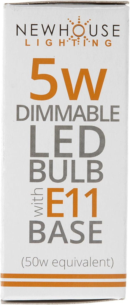 5W (60W Equiv.) E11 Base LED Halogen Replacement Bulb, Mini-Candelabra, 120V, 3000K, 450 Lumens, Dimmable, 4-Pack