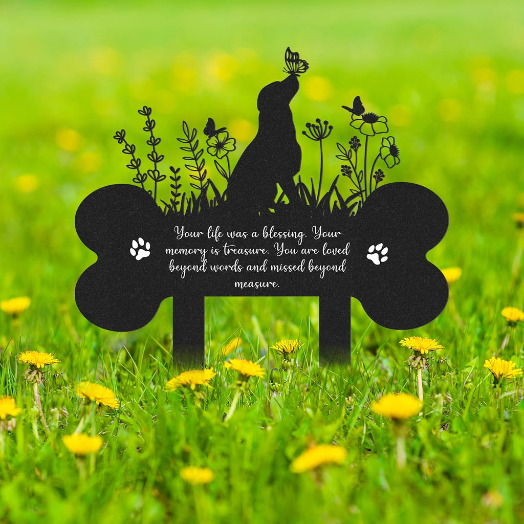 Pet Grave Markers for Dog, Metal Pet Memorial Garden Cemetery Decor