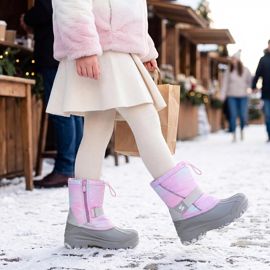 Kids Snow Boots Boys Girls Waterproof Zipper Winter Boots