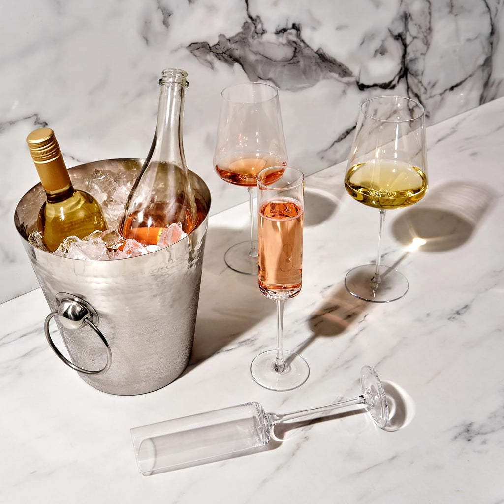 Hammered Metal Ice Bucket, Stainless Steel Beverage Drink Tub With Handles, Champagne, Wine, Beer and Cocktail