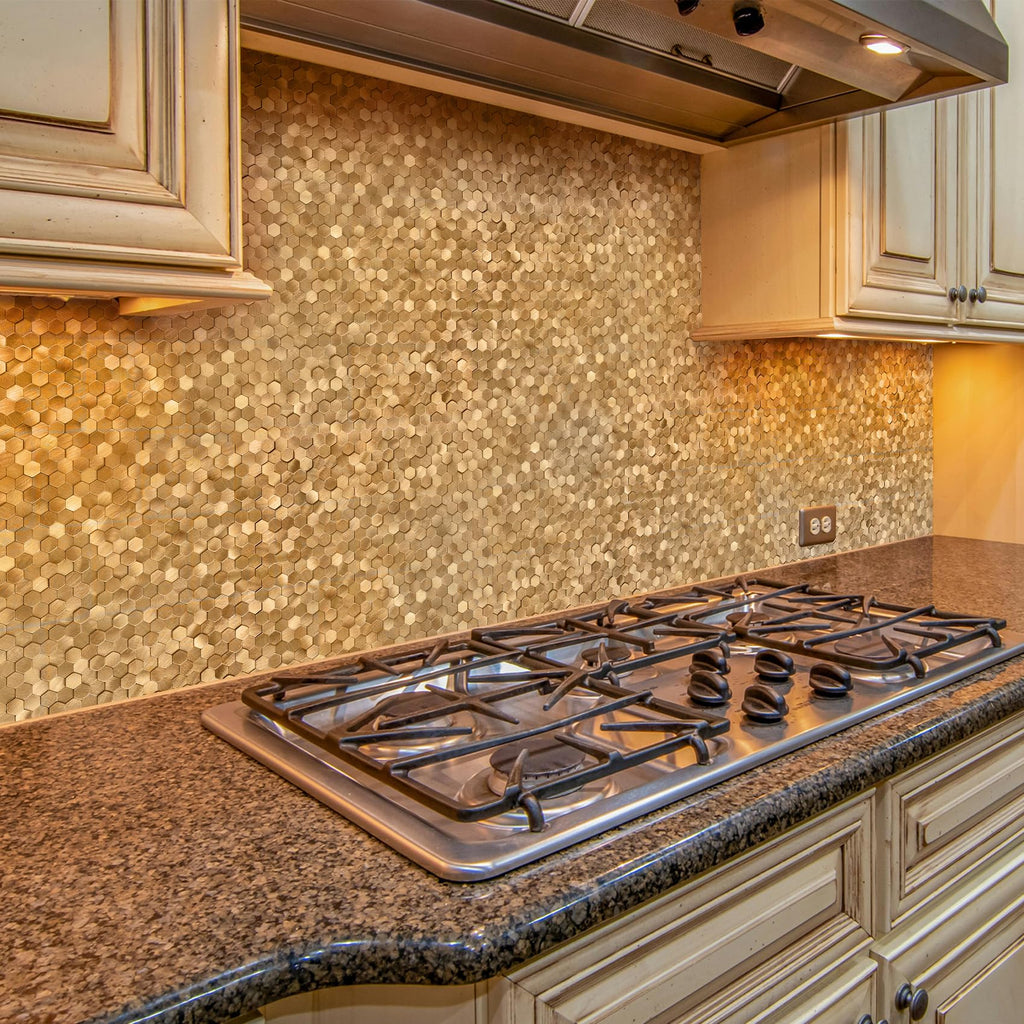 Mosaic Peel and Stick Backsplash Tiles, 8 Sheets, Copper