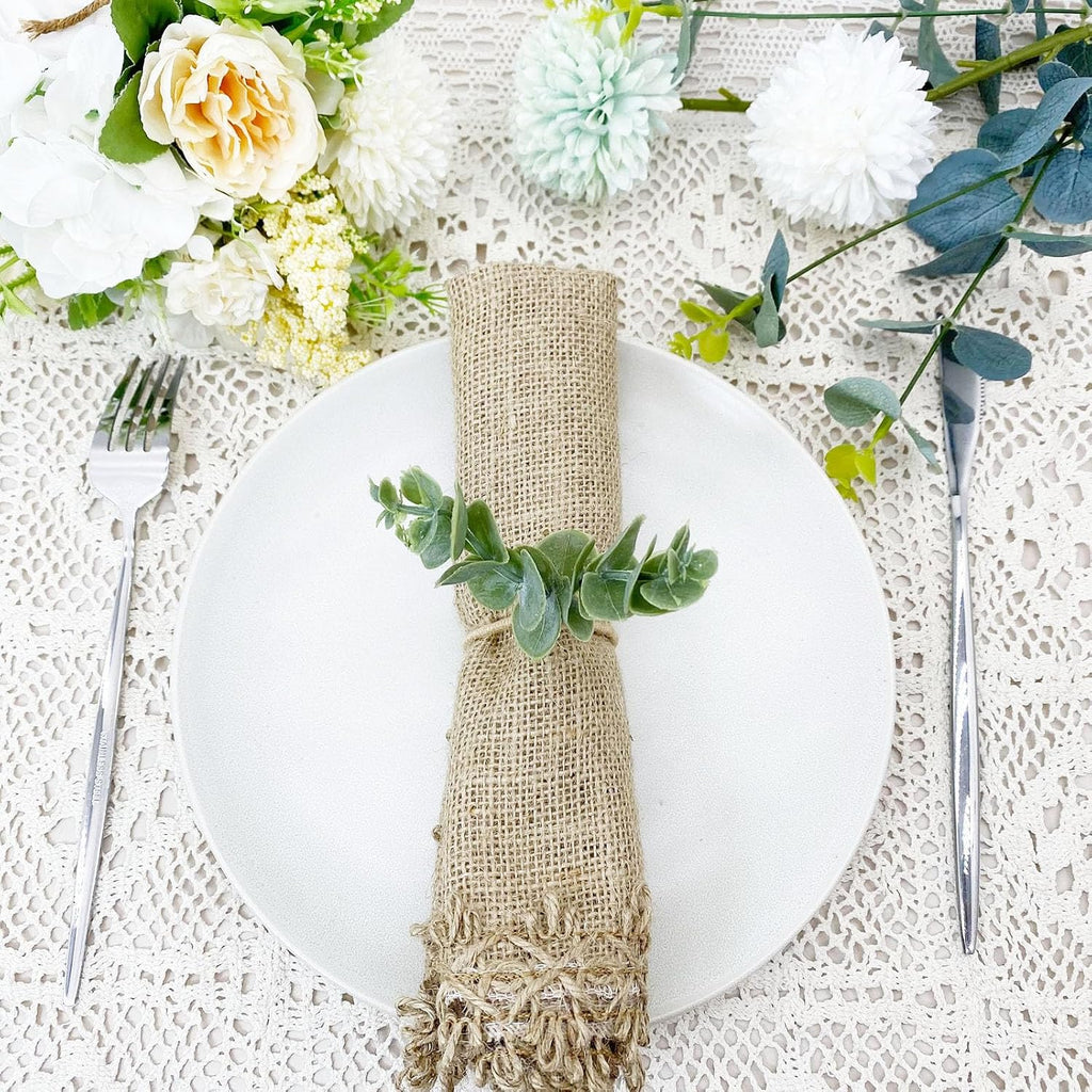 Eucalyptus Leaf Napkin Rings Farmhouse Easter Napkin Rings Wood Bead Boho Napkin Ring Holder for Party - Set of 12