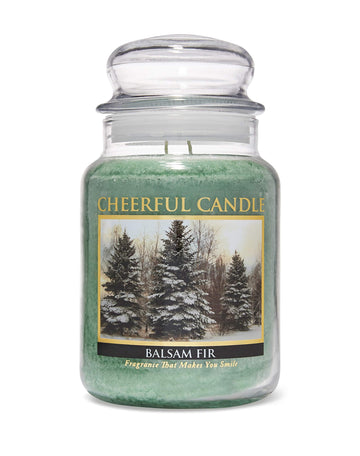 Balsam Fir Scented Glass Jar Candle (24 oz) with Lid & True to Life Fragrance Made in USA