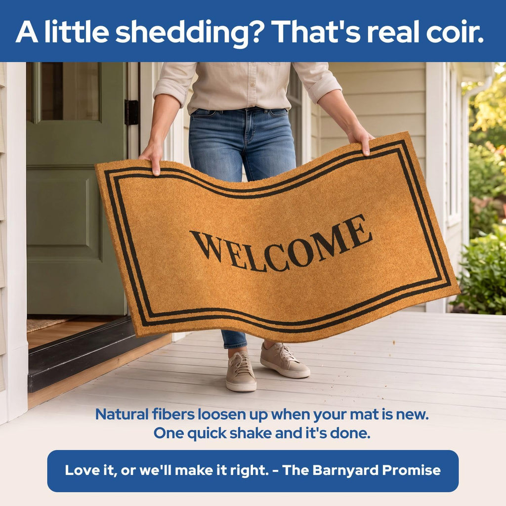 Natural Coco Coir Non-Slip Doormat (36x72, Welcome)
