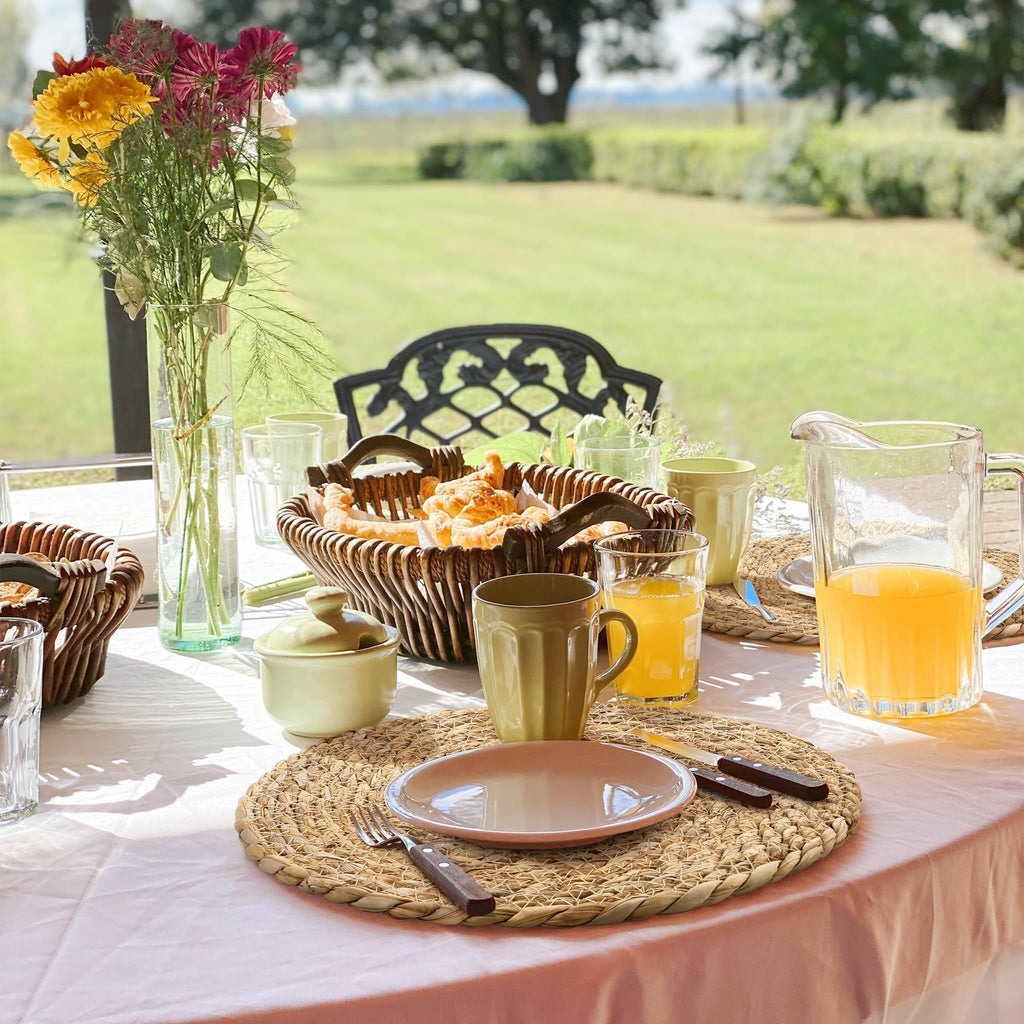 24 Pcs 13.8'' Round Bulrush Placemats, Natural Hand Woven Table Mats