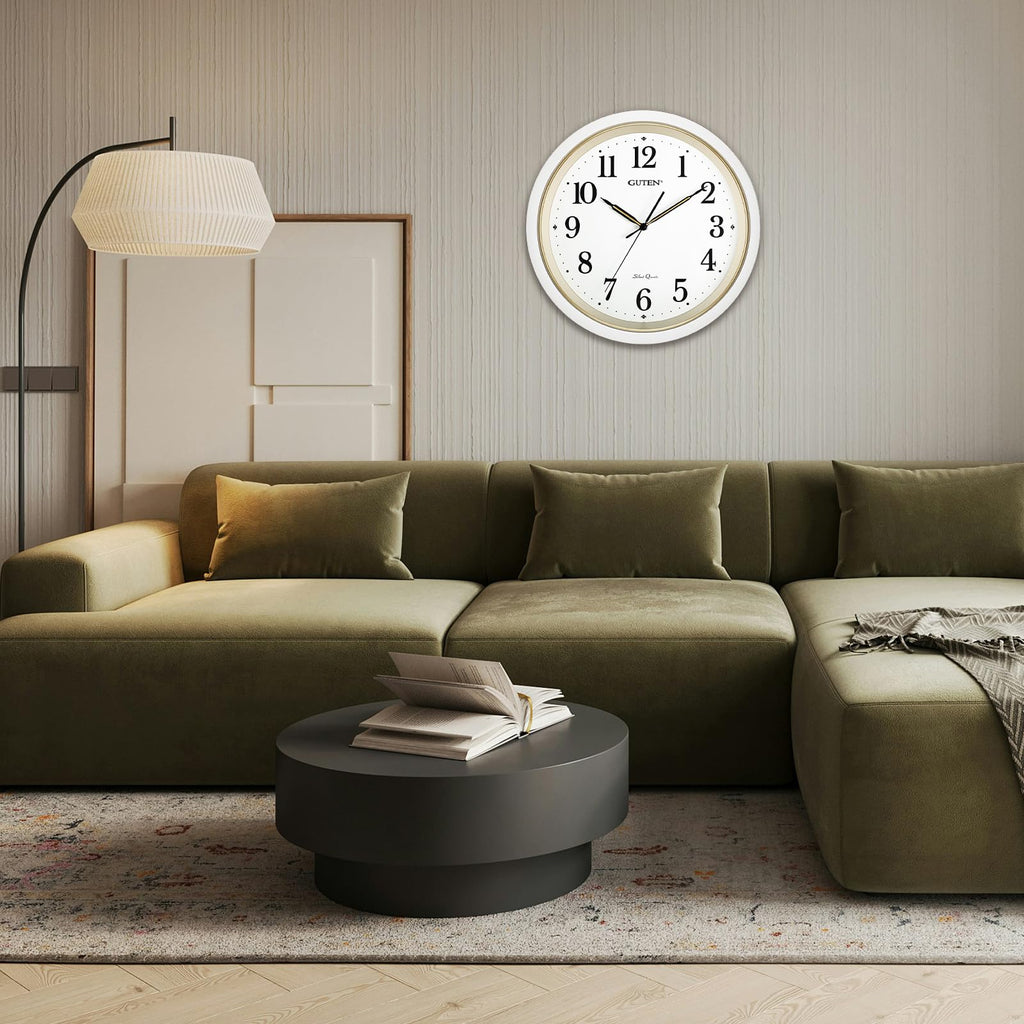 16 Inch Large Silent Non Ticking Wall Clock, Modern Quality Quartz Battery Operated Round Clock, Decorative