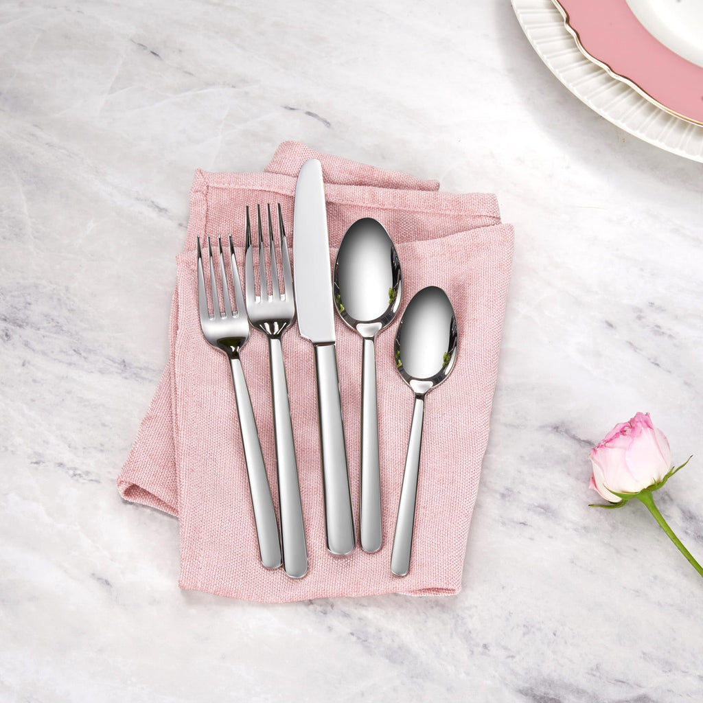 Premium Aline 20/45/65-Piece Modern Silverware Set (45, Silver)