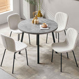 White Boucle Dining Chairs Set of 4, Modern Fabric Upholstered Kitchen and Dining Room Chairs with Metal Legs, Space-Saving Design