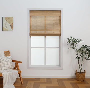 Cordless Bamboo Roman Shades - Light Filtering & Privacy, Pull-Down Window Shades for Indoor Use