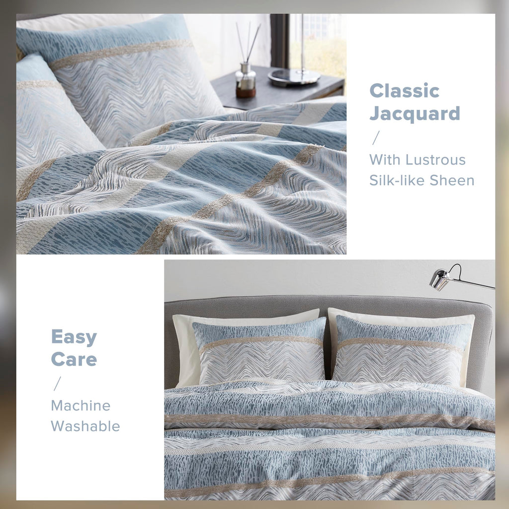 Cascade Jacquard Comforter Set, Queen, 7 Piece, Blue