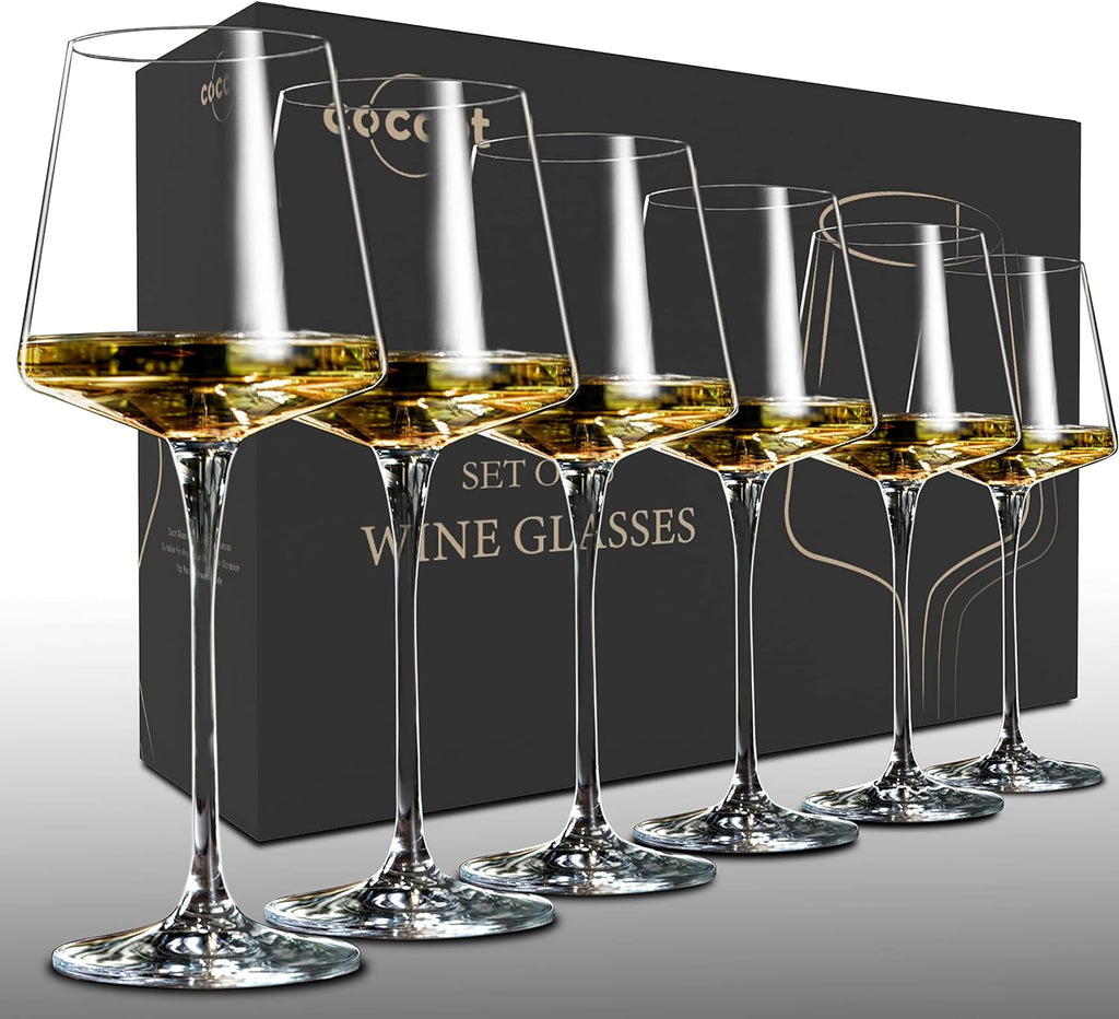 Wine Glasses Set of 6, Crystal White Wine Glasses,Red Wine Glass Set, Wine Glasses Long stem,Clear Lead-Free Premium
