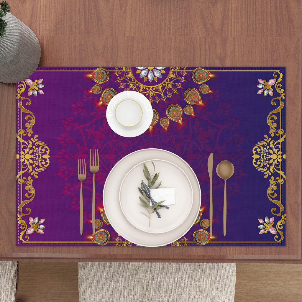 Diwali Placemats Set of 4,Indian Deepavali Decorations