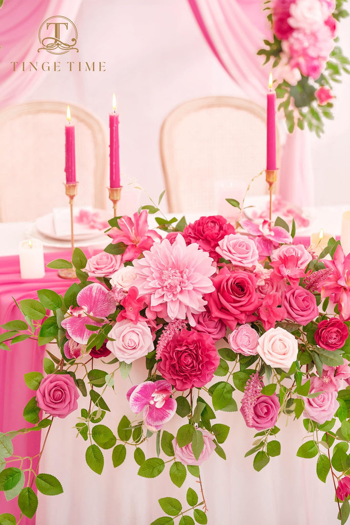 Artificial Sweetheart Flower Swag with Table Cloth and Table Runner, Pack of 3 Floral Arrangement for Wedding