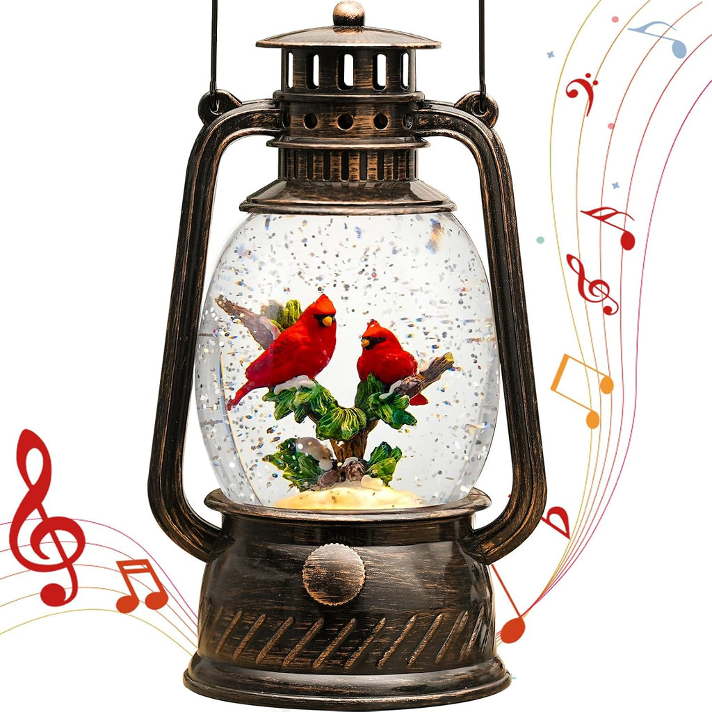 Christmas Snow Globes Cardinal Gifts,Christmas Decorations Cardinal Snow Globe, Musical Lantern Light Up 6H Time