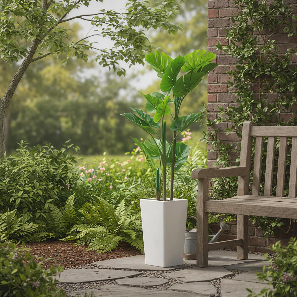 4.5FT Artificial Monstera Plant with White Tall Planter
