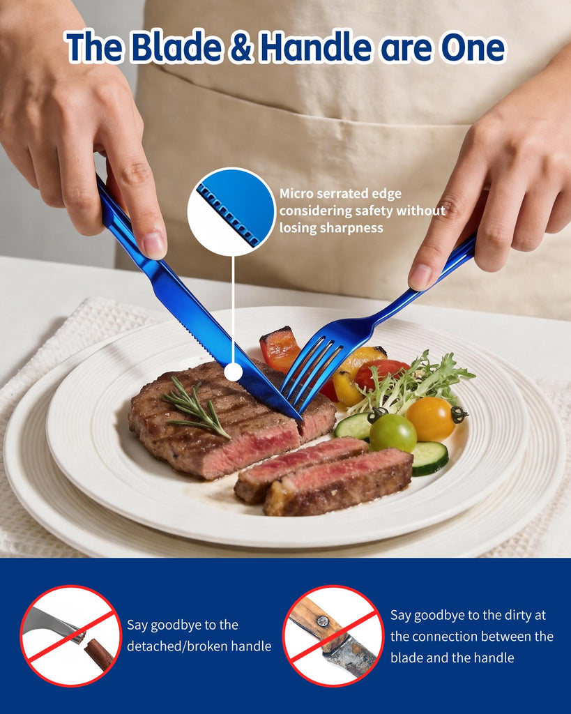 20-Piece Blue Silverware Set, Stainless Steel Flatware Set for 4