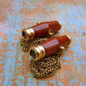 Pair of Couples Kaleidoscope Wood & Brass Pendant Kaleidoscope for Your Love Oneby - Set of 2