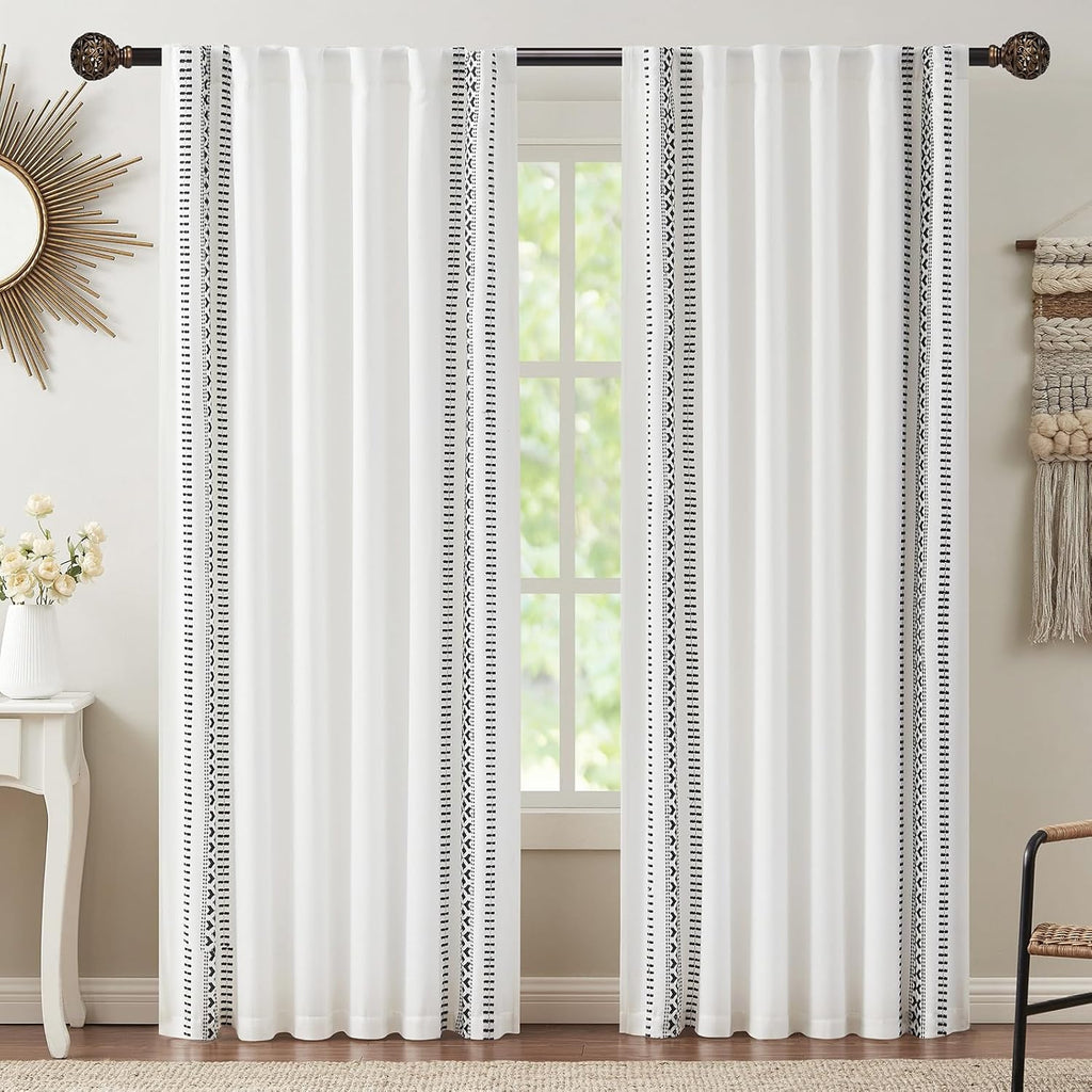 Curtain Rods For Windows 28 to 48 Inches, 1 Inch Heavy-Duty Adjustable Decorative Curtain Rods With Branches Leaves