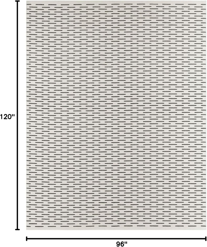 Home Nordic Ivory Black Area Rug - Easy Clean, Non Shedding, Bed Room, Living Room, Dining Room, Kitchen (8'