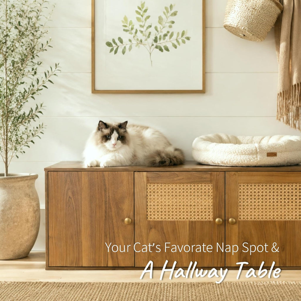 Cat Litter Box Enclosure Furniture with Storage, 42.5"L x 18.5"W x 16.9"H