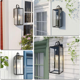 Large Size Outdoor Wall Lights, 2 Pack 18 Inch Matte Black Exterior Light Fixture with Clear Glass Shade