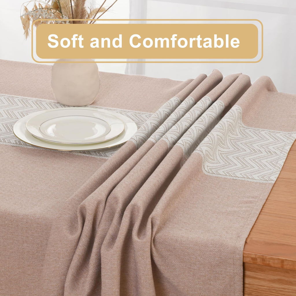 Rustic Rectangle Tablecloths, Farmhouse Cotton Linen Waterproof Burlap Table Cloth, Wrinkle Stain Resistant Washable