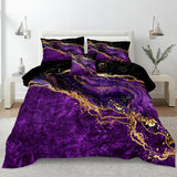 Black Gold Comforter Set Purple Marble Bedding Set King Black Marble Stone Abstract Artwork Bedroom Decor Black Marble