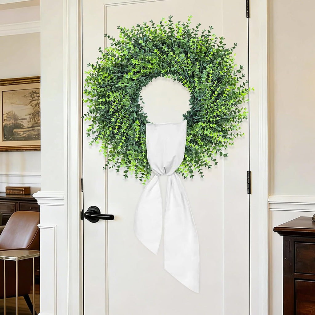 28In Large Boxwoods Door Wreaths for Front Door Spring Summer Outside All Season Green Year Round Artificial Greenery
