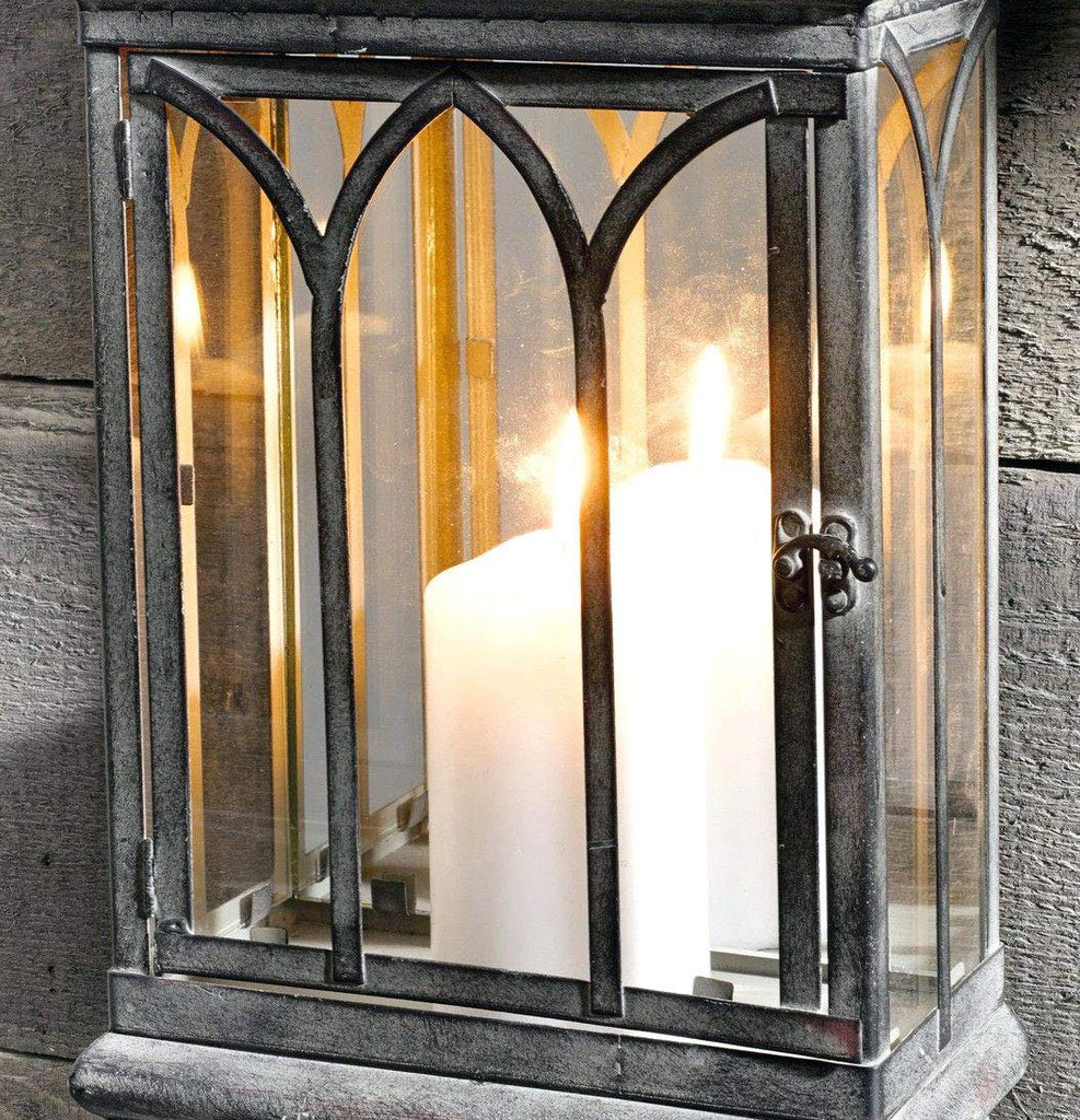 Large 18" Tall Wall Sconce Candle Holder Lantern Farmhouse Wall Décor | Wall Candle Sconce with Mirror Outdoor