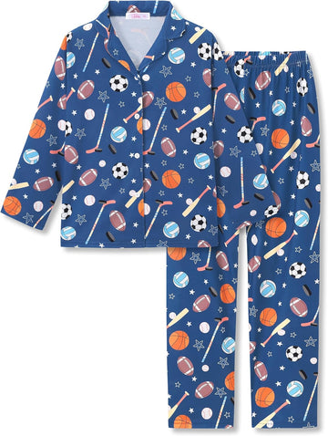 Boys Pajamas Novelty Prints Button-Up Long Sleeve Piece
