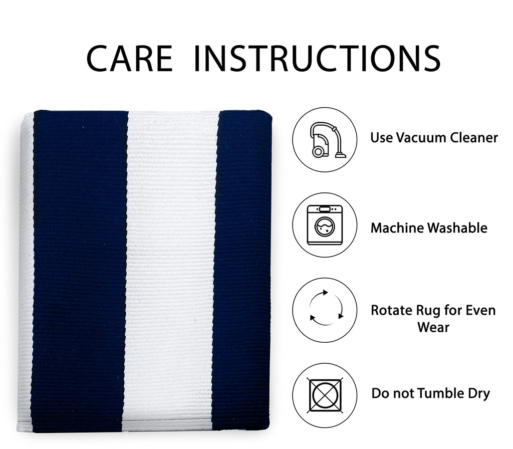 27.5x43 Striped Outdoor Door Mat, Washable Porch Rug, Navy/White