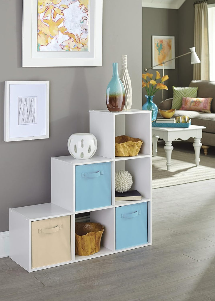 ClosetMaid Cubeicals 3-2-1 Cube Storage Shelf Organizer Bookshelf, 3 Tier, Steps, Corner Unit, Easy Assembly, Wood
