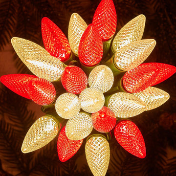 C9 Christmas String Lights Outdoor Led Fairy Lights Faceted Strawberry Lights Extendable UL Certified for Party