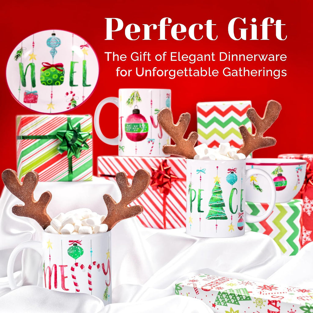 Piece Christmas-Themed Stoneware Dinnerware Set - Green/Red