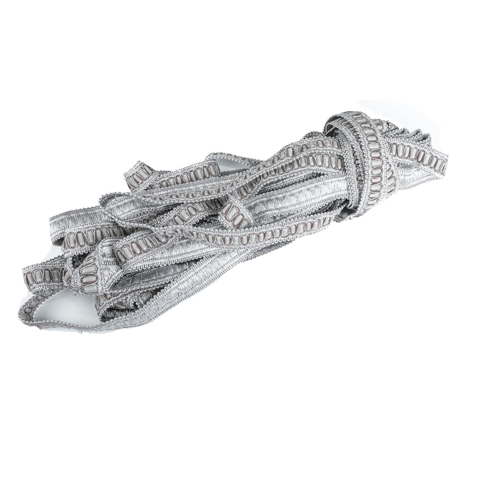 Braid Trim 6.5 Yard 1.1" Wide Woven Gimp Fabric Trim-Silver